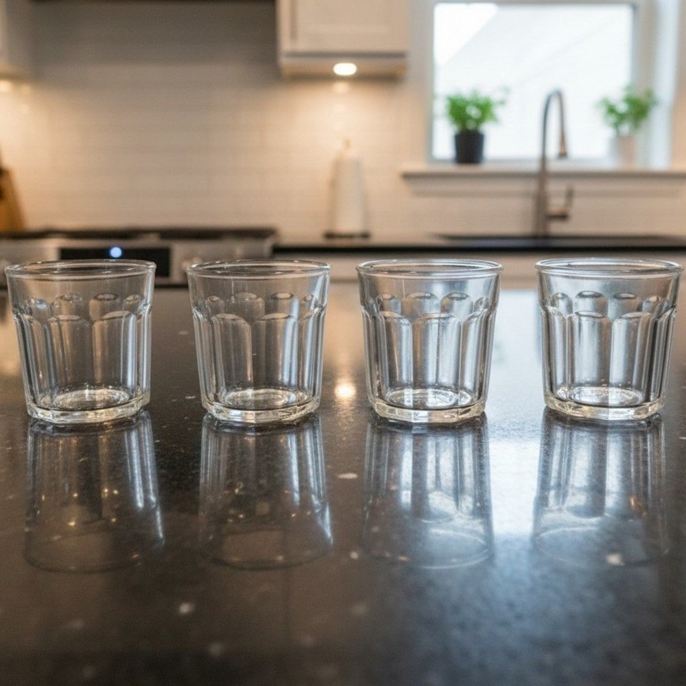 Luminarc 500 Clear Glass Tumblers, Set of 4, 10-Panel Design, French Glassware